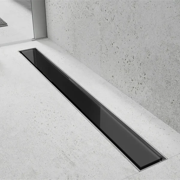 Tuš kanalica GLASS - crno staklo - 50 - 100 cm