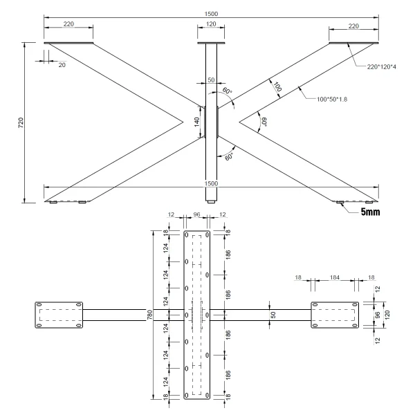 Noge za stol Spider HEAVY