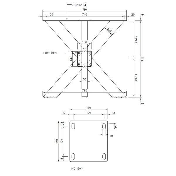 Noge za stol Spider HEAVY