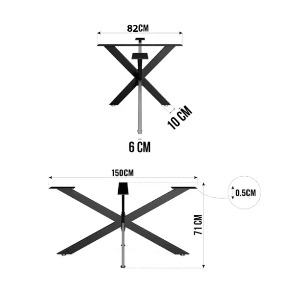 Noge za stol Spider HEAVY - 150 cm - Crni MAT