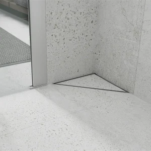 Kutna tuš kanalica TRIAN - 20 cm - Inox i Crna - Mexen