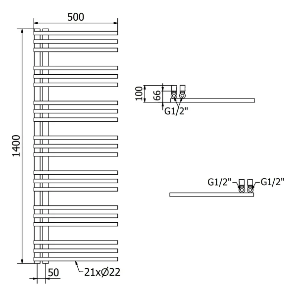 Kupaonski radijator Neptun - 400 W - 600 W