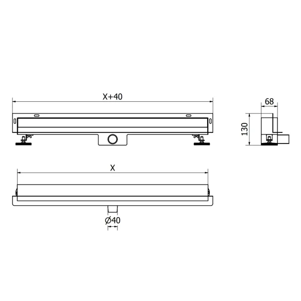 Zidna tuš kanalica COSTA - 2u1 - 60-100 cm - Mexen