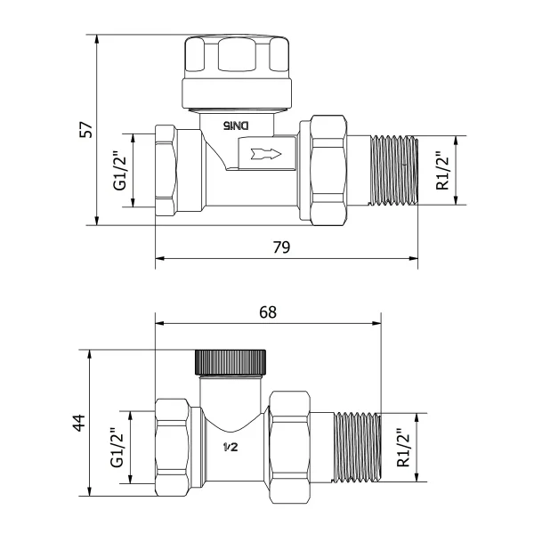 Termostatski ravni ventil 1/2" - Crni ili bijeli - Mexen
