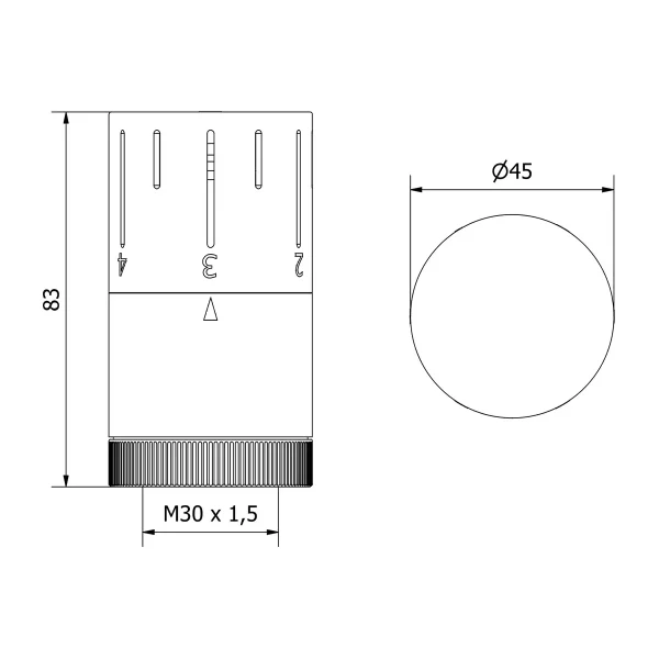 Termostatska glava M30x1,5 - Crna ili bijela - Mexen
