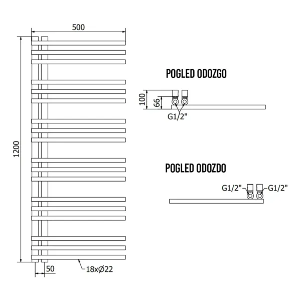 Moderni kupaonski radijator Neptun - 1200x500mm - ZLATNI - Mexen