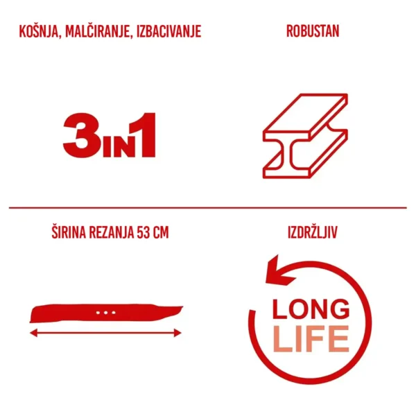 Nož za kosilicu 53 cm - Košnja + malčiranje - Scheppach