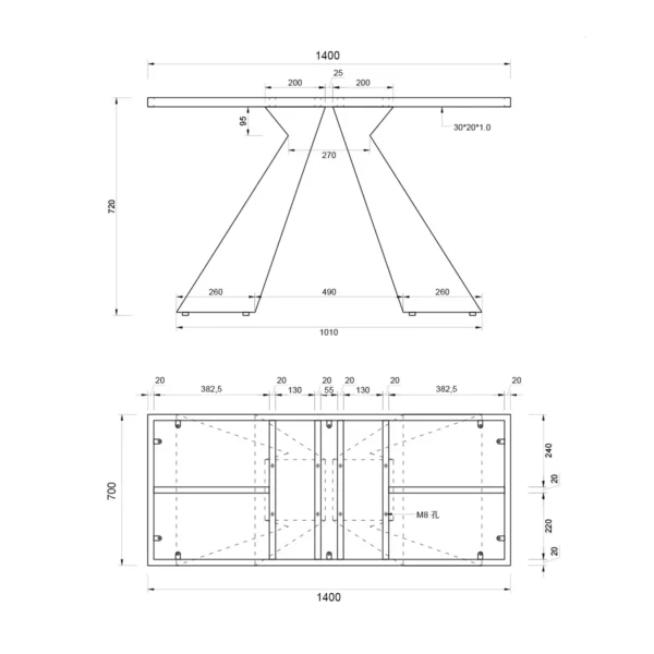 Postolje za stolove TOWER - 72 cm - Crna MAT